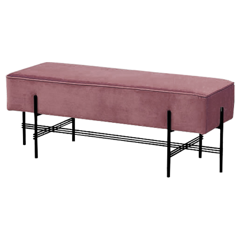 Банкетка розовая велюровая Sanjay Velour Banquet Pink Дымчатая Роза Черный Банкетка розовая велюровая Sanjay Velour Banquet Pink Дымчатая Роза Черный в Челябинске | Loft Concept