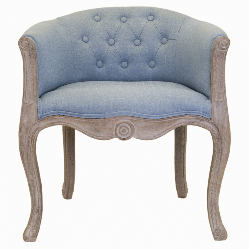 Кресло низкое в стиле прованс Louis French Armchair light blue flax Светло-голубой Бежево-серый Кресло низкое в стиле прованс Louis French Armchair light blue flax Светло-голубой Бежево-серый в Челябинске | Loft Concept