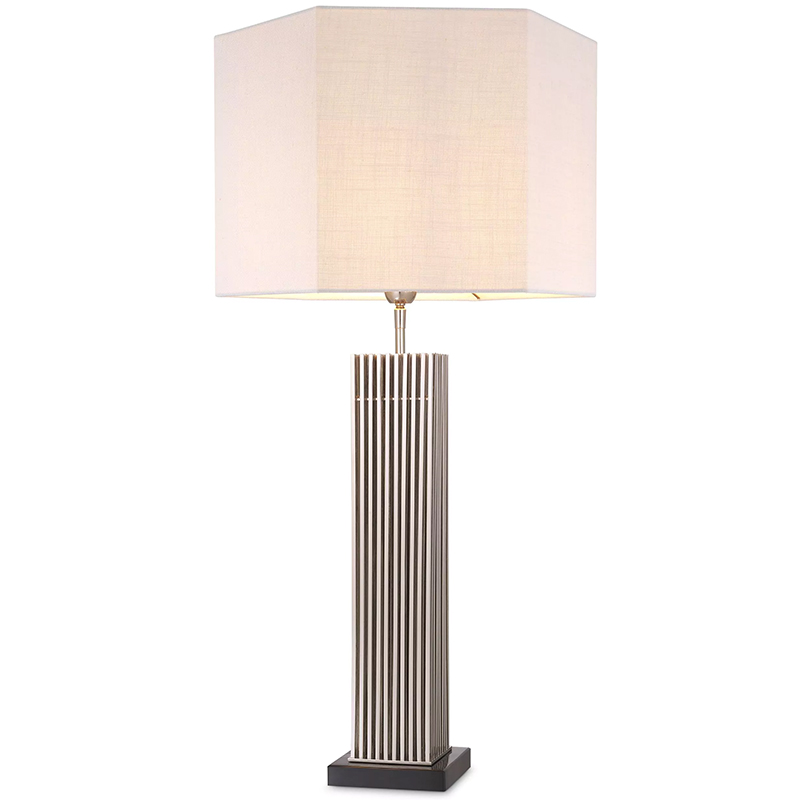 Настольная лампа Eichholtz Table Lamp Viggo Nickel Белый Никель Черный Мрамор Nero в Челябинске | Loft Concept 