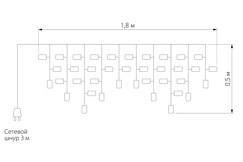 Гирлянда Бахрома с Цветными светодиодами в Челябинске