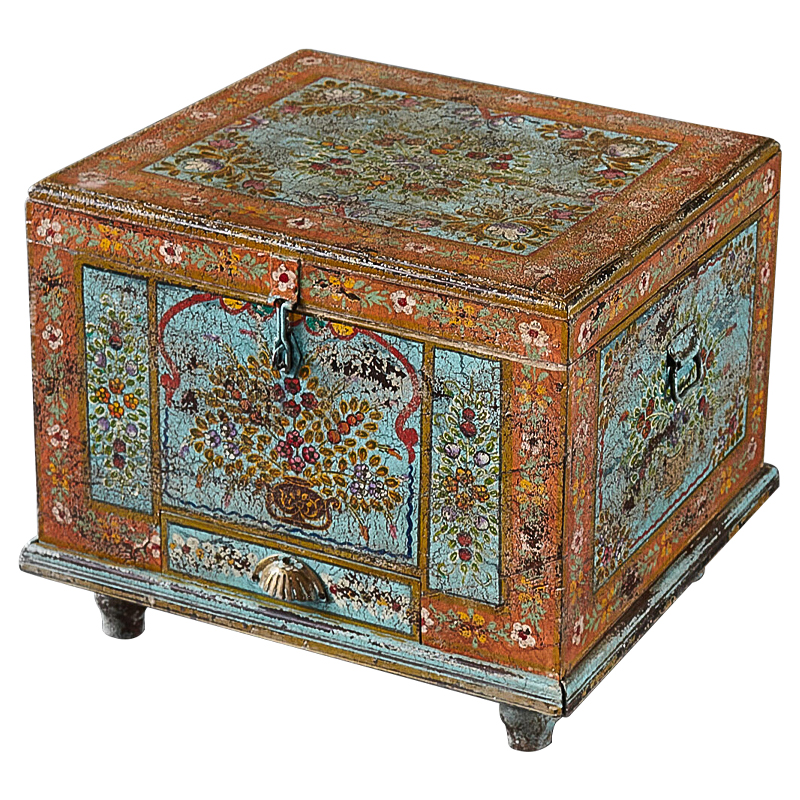 Сундук ручная роспись Harsh Antique Indian Painted Chest Мульти Бирюзовый Оранжевый Сундук ручная роспись Harsh Antique Indian Painted Chest Мульти Бирюзовый Оранжевый в Челябинске | Loft Concept