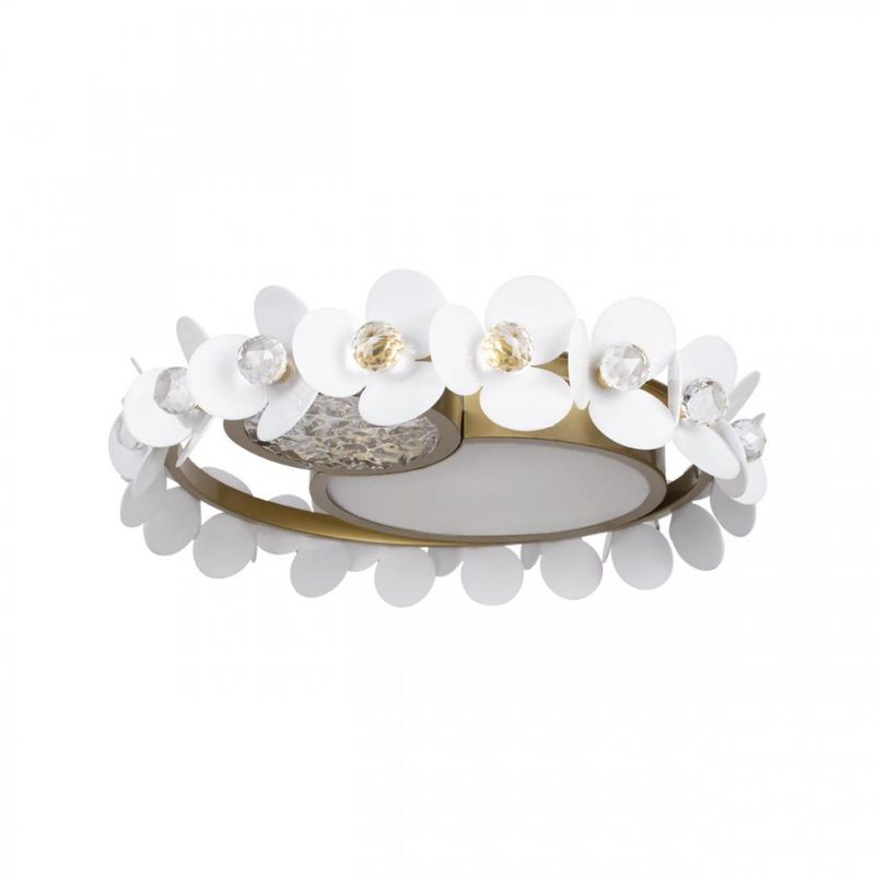 Потолочный светильник Белые Цветы White Flowers Ceiling lamp D 46 Белый Золотой в Челябинске | Loft Concept 