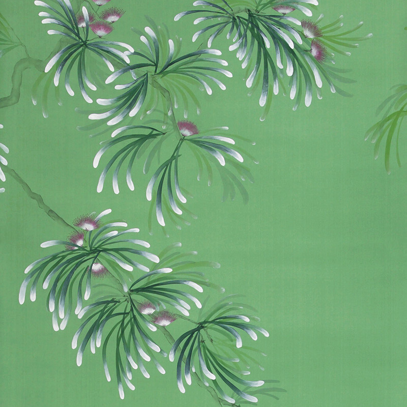Обои ручная роспись Silk Tree Colourway SC-92 on Emerald Green dyed silk Обои ручная роспись Silk Tree Colourway SC-92 on Emerald Green dyed silk в Челябинске | Loft Concept