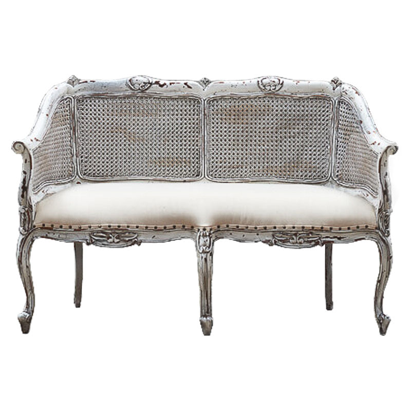 Диван Maria Antoinette Wicker Sofa Бежевый Белый винтажная патина   в Челябинске | Loft Concept 