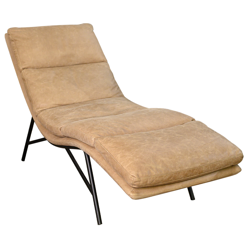 Кушетка Aimeric Leather Chaise Longue Бежевый Черный в Челябинске | Loft Concept 