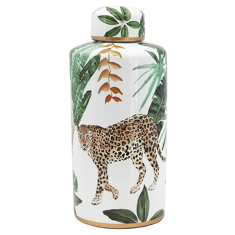 Ваза фарфоровая с ручной росписью Leopard Collection Белый Мульти Ваза фарфоровая с ручной росписью Leopard Collection Белый Мульти в Челябинске | Loft Concept
