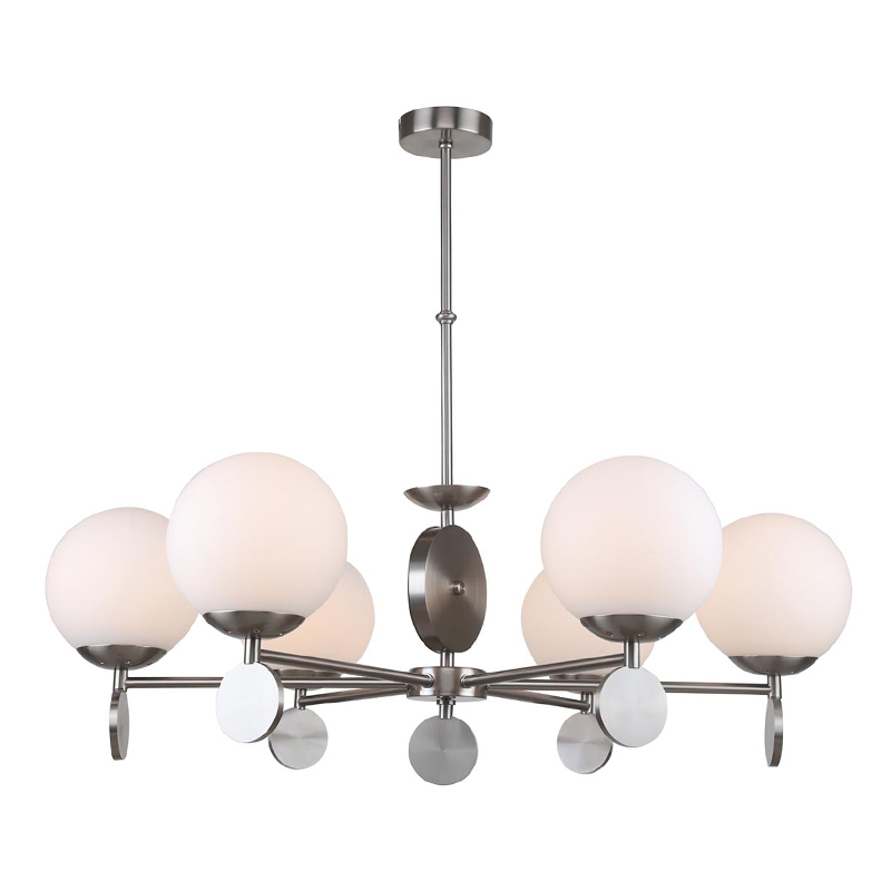 Люстра Kyran Nickel Chandelier 6 Никель Белый Люстра Kyran Nickel Chandelier 6 Никель Белый в Челябинске | Loft Concept