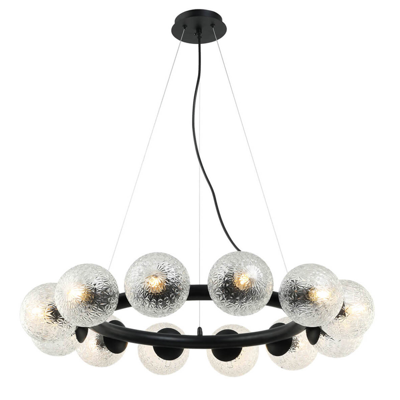 Люстра Perforated Glass Bubbles black D77 Черный Серый (Gray) Люстра Perforated Glass Bubbles black D77 Черный Серый (Gray) в Челябинске | Loft Concept