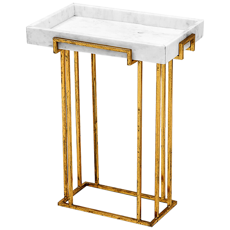 Приставной стол Eos Side Table Белый Винтажное Светлое Золото Приставной стол Eos Side Table Белый Винтажное Светлое Золото в Челябинске | Loft Concept