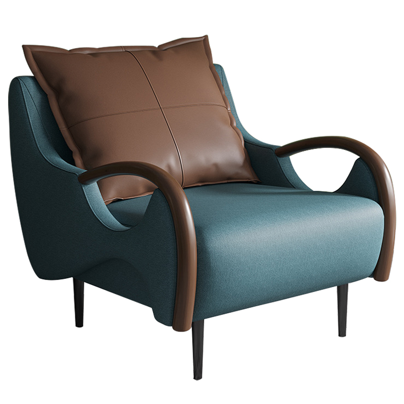 Кресло Oliwier Blue Armchair Синий Коричневый Кресло Oliwier Blue Armchair Синий Коричневый в Челябинске | Loft Concept