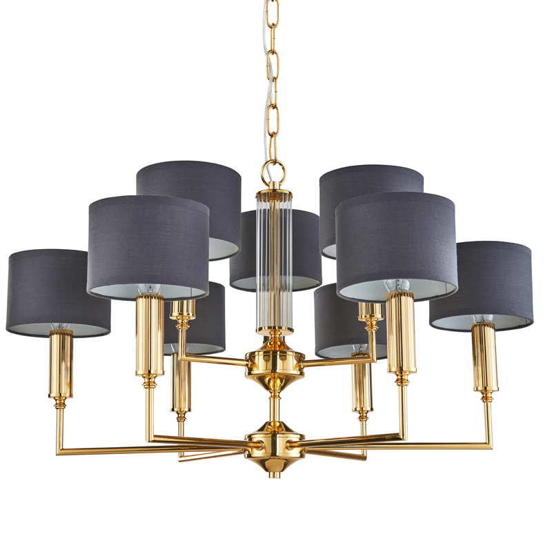 Люстра Laurent Chandelier grey 71 Глянцевое золото Серый Прозрачный Люстра Laurent Chandelier grey 71 Глянцевое золото Серый Прозрачный в Челябинске | Loft Concept