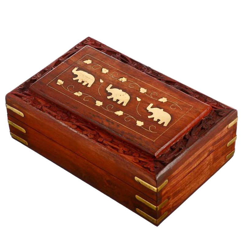 Шкатулка Three Elephants Indian Inlay Box Коричневый Латунь Шкатулка Three Elephants Indian Inlay Box Коричневый Латунь в Челябинске | Loft Concept