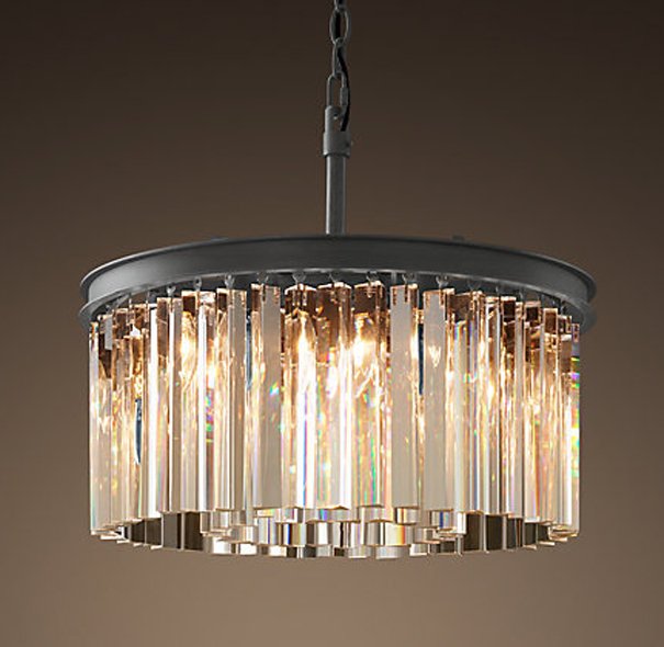 Люстра RH Rhys Clear Glass Prism Round Chandelier 40 Черный Люстра RH Rhys Clear Glass Prism Round Chandelier 40 Черный в Челябинске | Loft Concept