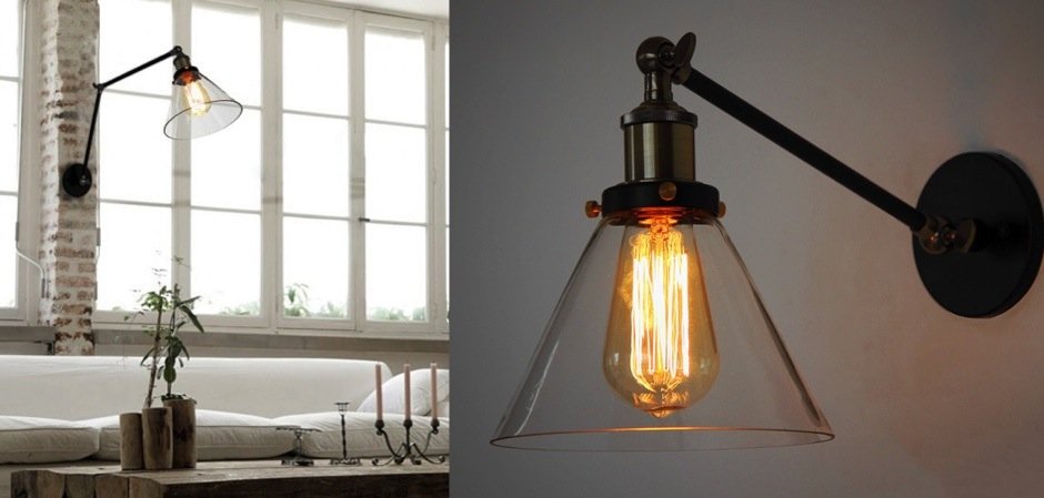 Бра Gloce Cone Shade Loft Industrial Glass Бра Gloce Cone Shade Loft Industrial Glass - Loft-Concept в Челябинске