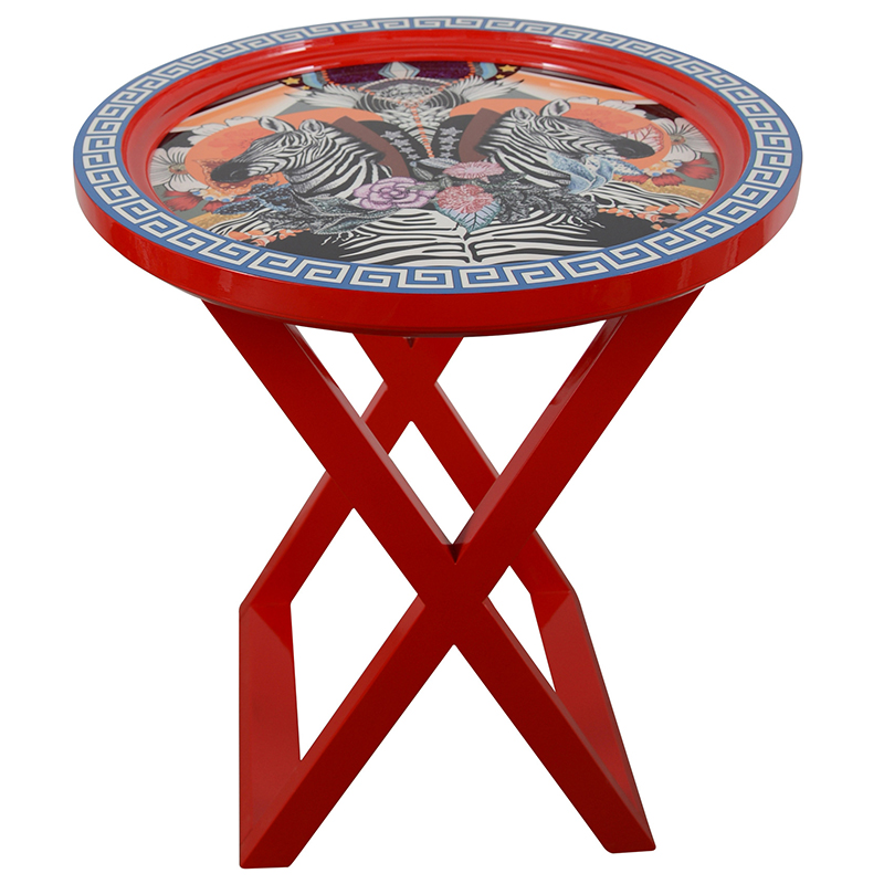 Приставной стол Zebras Painted Round Countertop Side Table Мульти Красный Приставной стол Zebras Painted Round Countertop Side Table Мульти Красный в Челябинске | Loft Concept