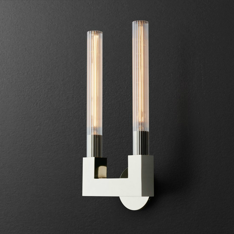 Бра RH CANNELLE wall lamp DOUBLE Sconces Chrome Хром Прозрачное Стекло в Челябинске | Loft Concept 
