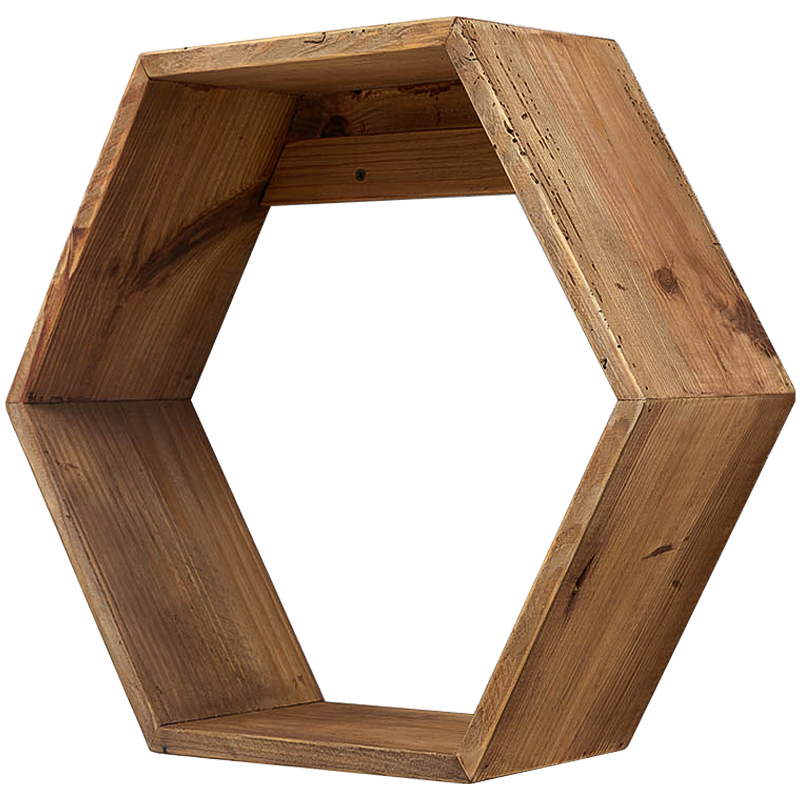 Деревянная полка в виде шестиугольника Wood Honeycomb Shelf Коричневый Деревянная полка в виде шестиугольника Wood Honeycomb Shelf Коричневый в Челябинске | Loft Concept