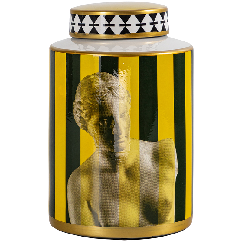Ваза с крышкой Venus Yellow Black Vase Золотой Желтый Черный Черно-белый Ваза с крышкой Venus Yellow Black Vase Золотой Желтый Черный Черно-белый в Челябинске | Loft Concept