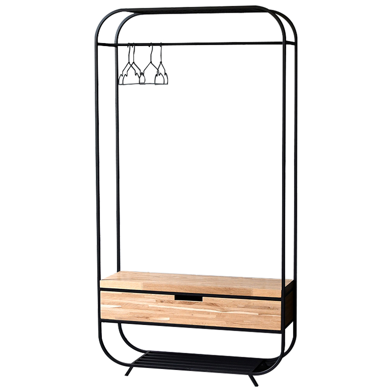 Рейл с выдвижным ящиком Ewing Industrial Metal Rust Clothes Rail Черный Светлый дуб Рейл с выдвижным ящиком Ewing Industrial Metal Rust Clothes Rail Черный Светлый дуб в Челябинске | Loft Concept