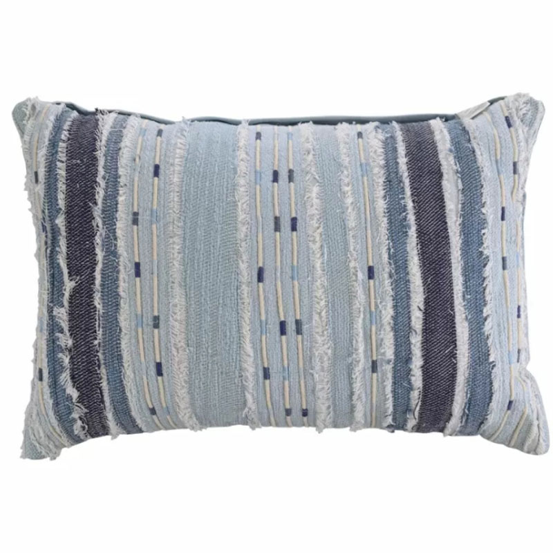 Подушка Blue Ikat stripes Синий Голубой Подушка Blue Ikat stripes Синий Голубой в Челябинске | Loft Concept