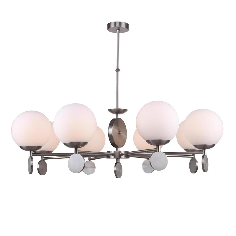 Люстра Kyran Nickel Chandelier 8 Никель Белый Люстра Kyran Nickel Chandelier 8 Никель Белый в Челябинске | Loft Concept