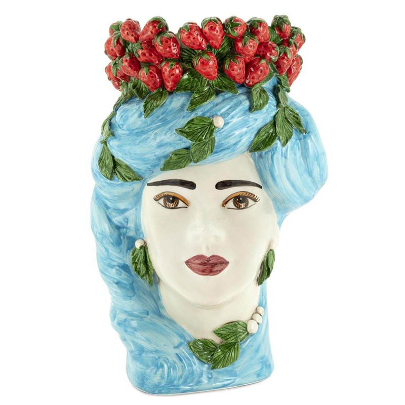 Ваза VASE STRAWBERRIES HEAD LADY BIG Blue Красный Голубой Ваза VASE STRAWBERRIES HEAD LADY BIG Blue Красный Голубой в Челябинске | Loft Concept