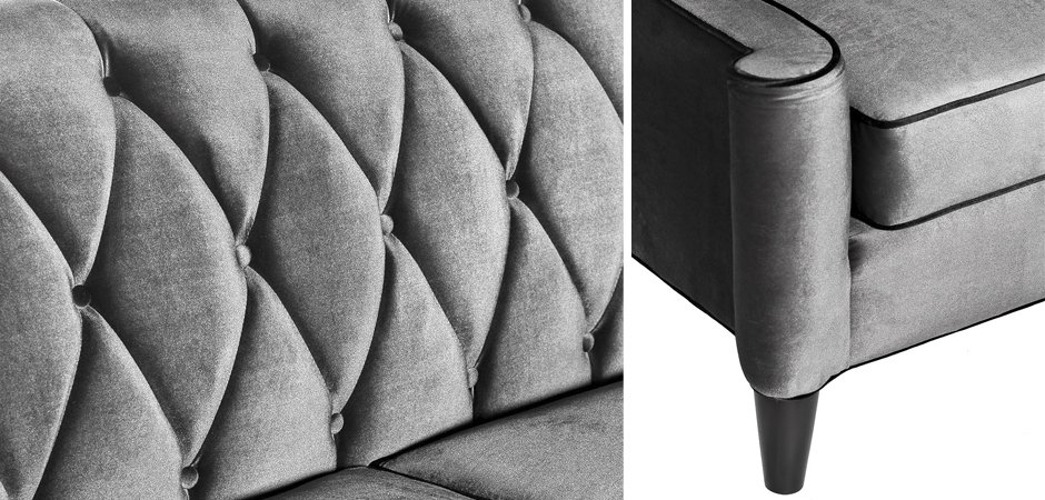 Диван Armen Living Barrister Gray Velvet Диван Armen Living Barrister Gray Velvet - Loft-Concept в Челябинске