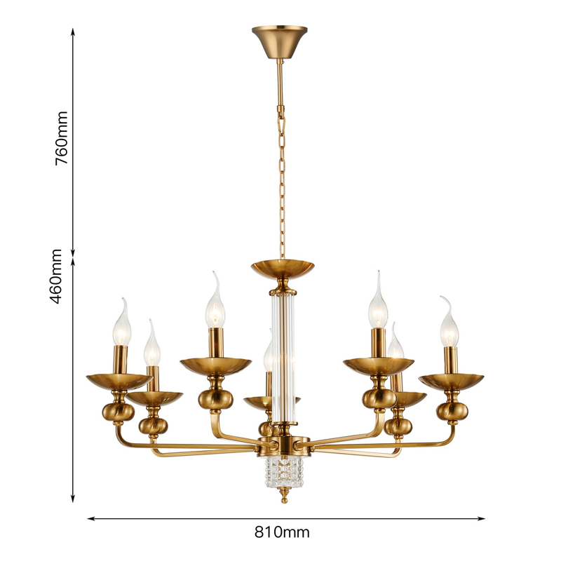 Люстра бронзового цвета со стеклянным декором Candelabrum D75 см Люстра бронзового цвета со стеклянным декором Candelabrum D75 см в Челябинске