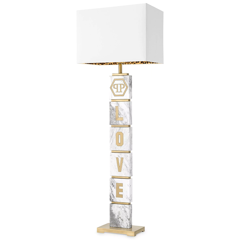 Торшер Philipp Plein Floor Lamp King Белый Белый Мрамор Bianco Золотой Торшер Philipp Plein Floor Lamp King Белый Белый Мрамор Bianco Золотой в Челябинске | Loft Concept