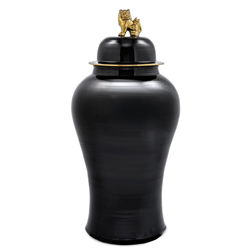 Ваза с крышкой Eichholtz Vase Golden Dragon L Черный Глянцевое золото Ваза с крышкой Eichholtz Vase Golden Dragon L Черный Глянцевое золото в Челябинске | Loft Concept