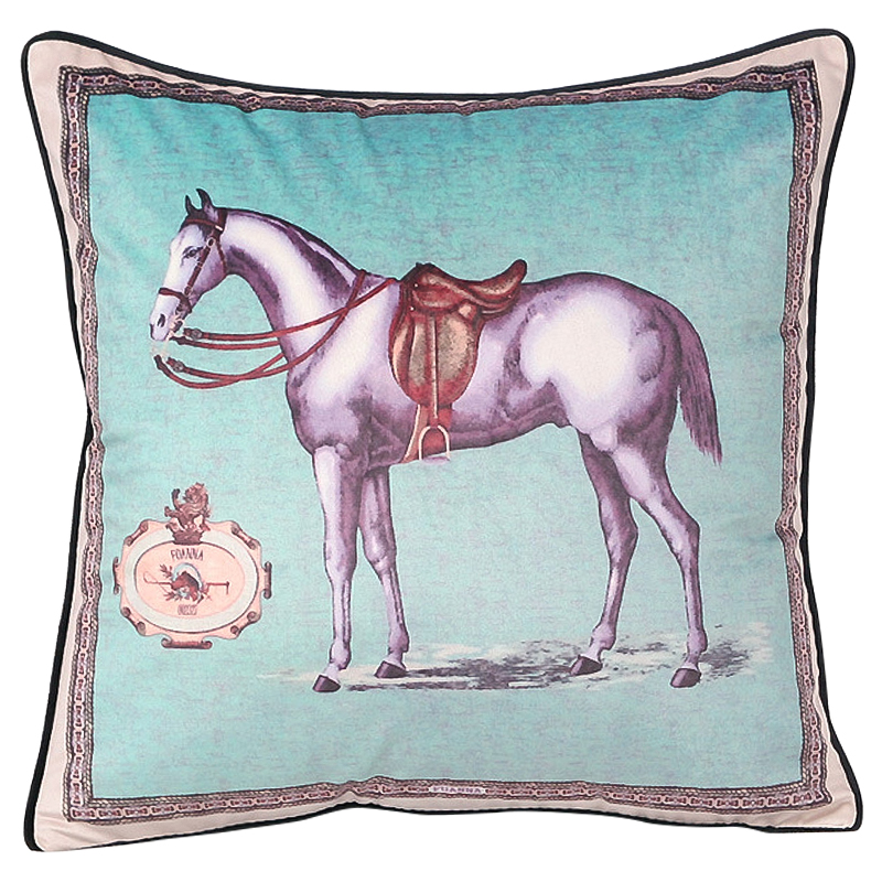 Декоративная подушка Hermes Horse 15 Бирюзовый Мульти Декоративная подушка Hermes Horse 15 Бирюзовый Мульти в Челябинске | Loft Concept