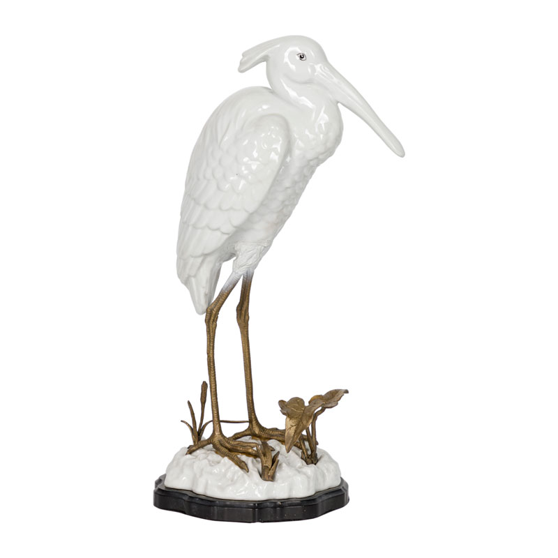 Статуэтка фарфоровая Цапля White heron Белый Бронза Статуэтка фарфоровая Цапля White heron Белый Бронза в Челябинске | Loft Concept