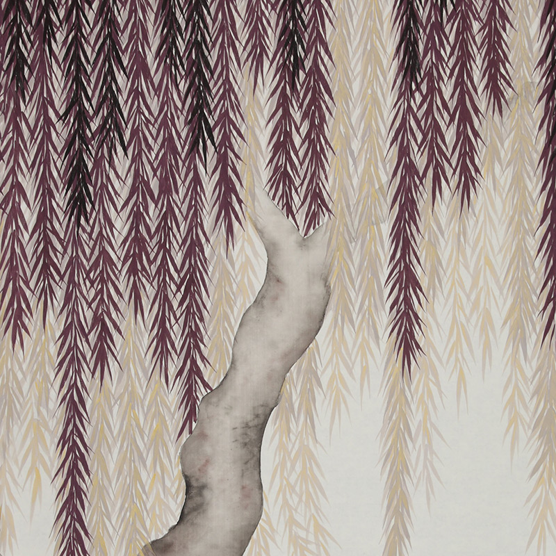 Обои ручная роспись Willow Boysenberry on Bleached White dyed silk Обои ручная роспись Willow Boysenberry on Bleached White dyed silk в Челябинске | Loft Concept