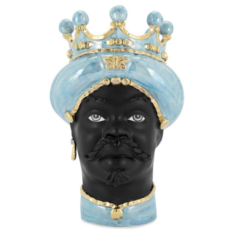 Ваза VASE MORO MAN MED. MOP blue Черный Светло-голубой Золотой Ваза VASE MORO MAN MED. MOP blue Черный Светло-голубой Золотой в Челябинске | Loft Concept