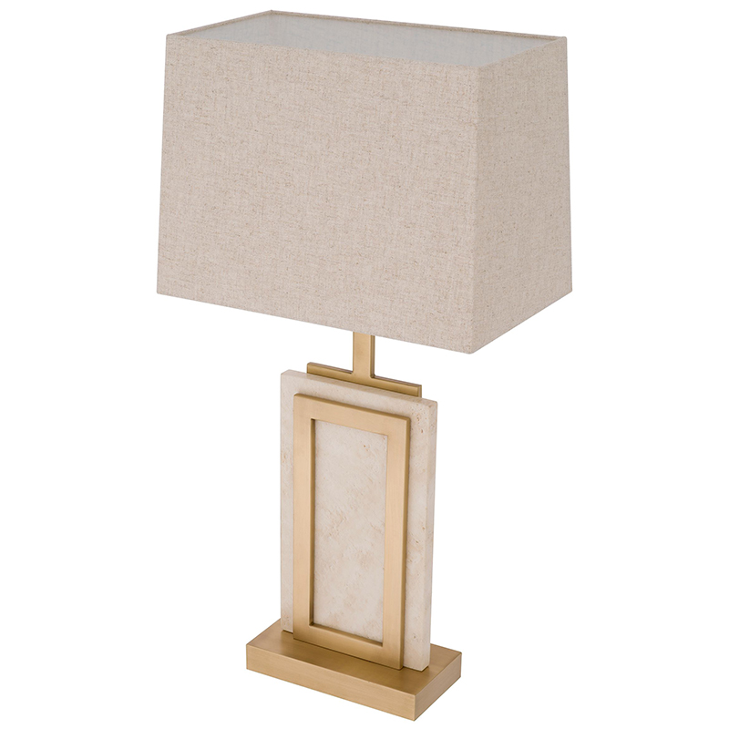 Настольная лампа Eichholtz Table Lamp Murray Travertine Бежевый Латунь в Челябинске | Loft Concept 