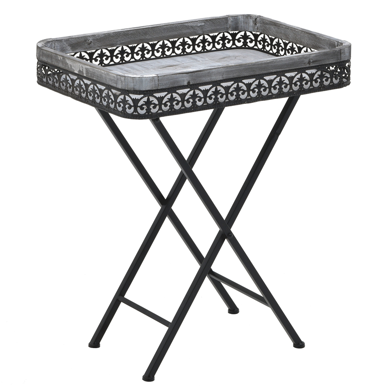 Приставной стол Ramira Provence Table Дерево Серый Черный Приставной стол Ramira Provence Table Дерево Серый Черный в Челябинске | Loft Concept