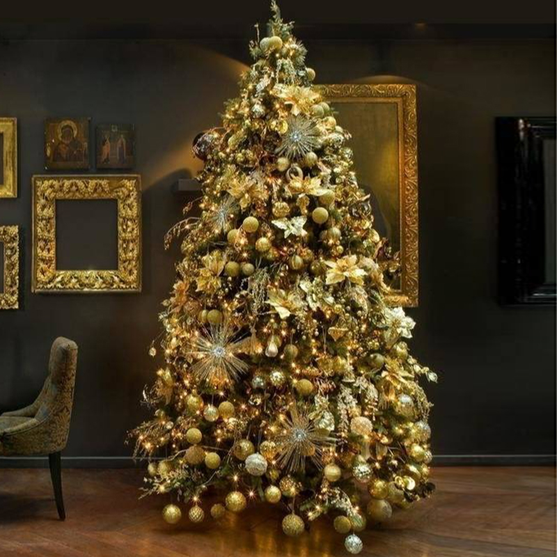 Дизайнерская Елка с Золотыми Новогодними игрушками Christmas Tree Golden Stars Золотой Зеленый Дизайнерская Елка с Золотыми Новогодними игрушками Christmas Tree Golden Stars Золотой Зеленый в Челябинске | Loft Concept