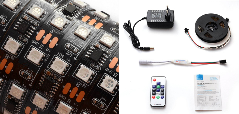 Комплект светодиодной ленты 14,4W/m 60Led/m 5050SMD разноцветный 2M Комплект светодиодной ленты 14,4W/m 60Led/m 5050SMD разноцветный 2M - Loft-Concept в Челябинске