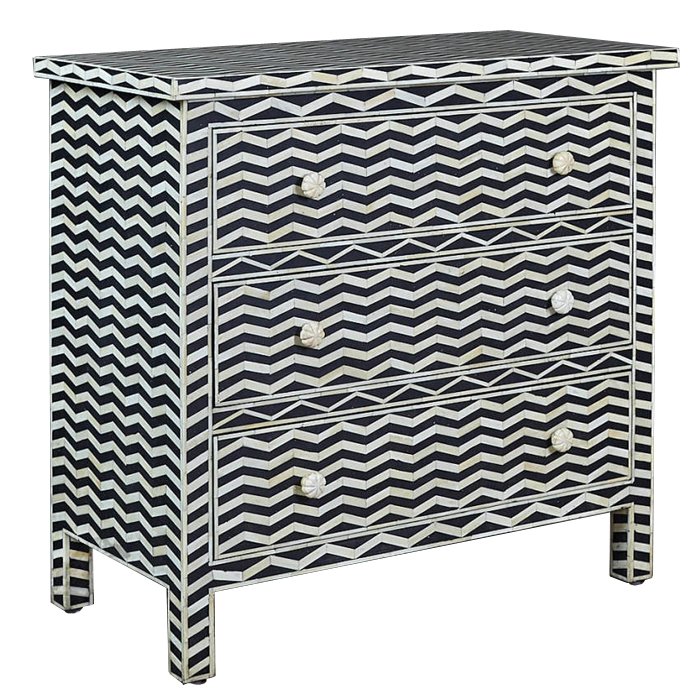 Комод инкрустация костью Inlaid Bone Chevron Белый Черный Комод инкрустация костью Inlaid Bone Chevron Белый Черный в Челябинске | Loft Concept