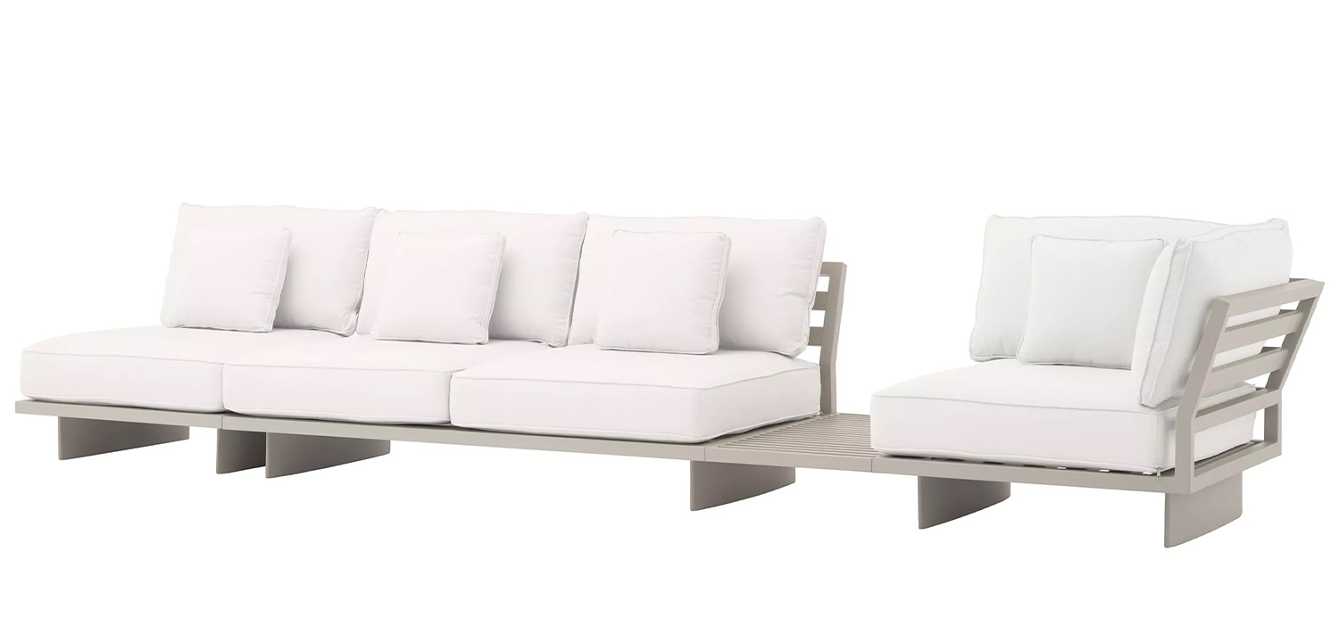 Модульный диван Eichholtz Sofa Royal Palm Белый Бежевый - фото №3