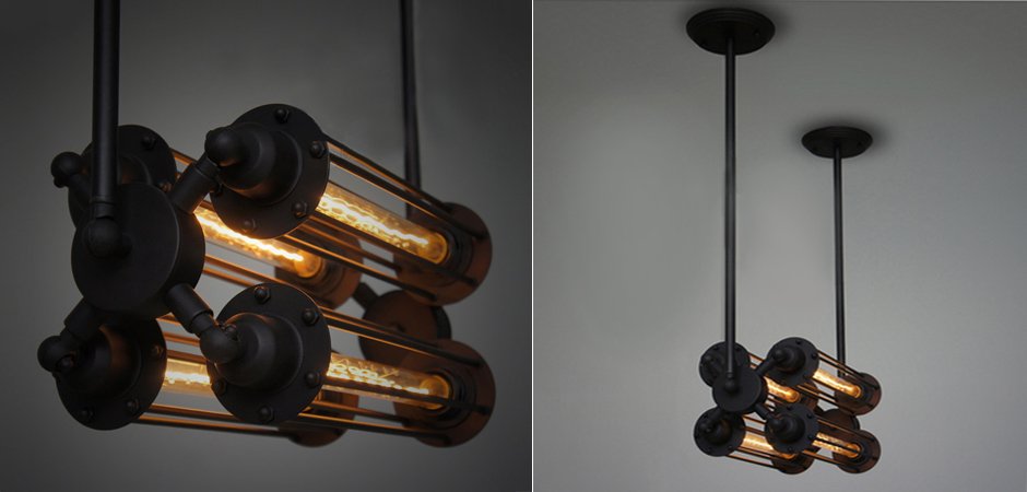 Подвесной светильник Loft Industrial Edison Cage Horizontal Quatro Подвесной светильник Loft Industrial Edison Cage Horizontal Quatro - Loft-Concept в Челябинске
