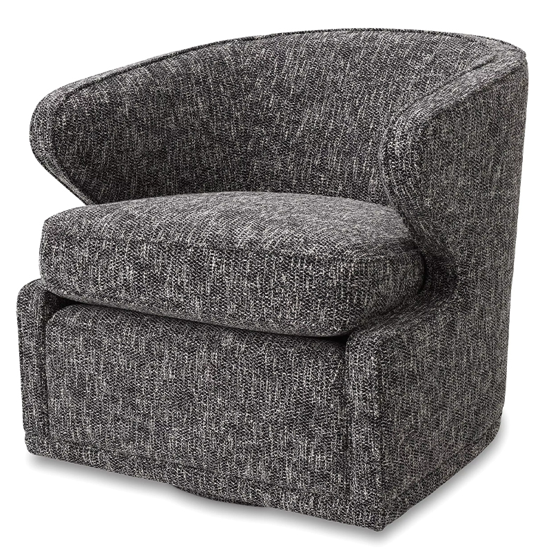 Кресло Eichholtz Swivel Chair Dorset Cambon Black Черно-белый Черный в Челябинске | Loft Concept 