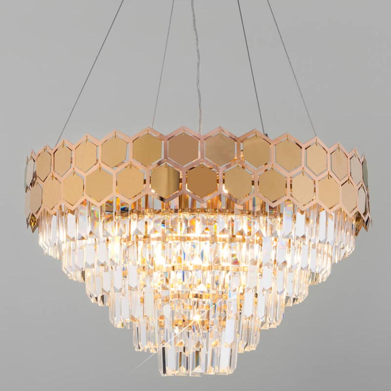 Люстра Hanging Hexagon Moira Chandelier gold Прозрачный (Transparent) Золотой Люстра Hanging Hexagon Moira Chandelier gold Прозрачный (Transparent) Золотой в Челябинске | Loft Concept