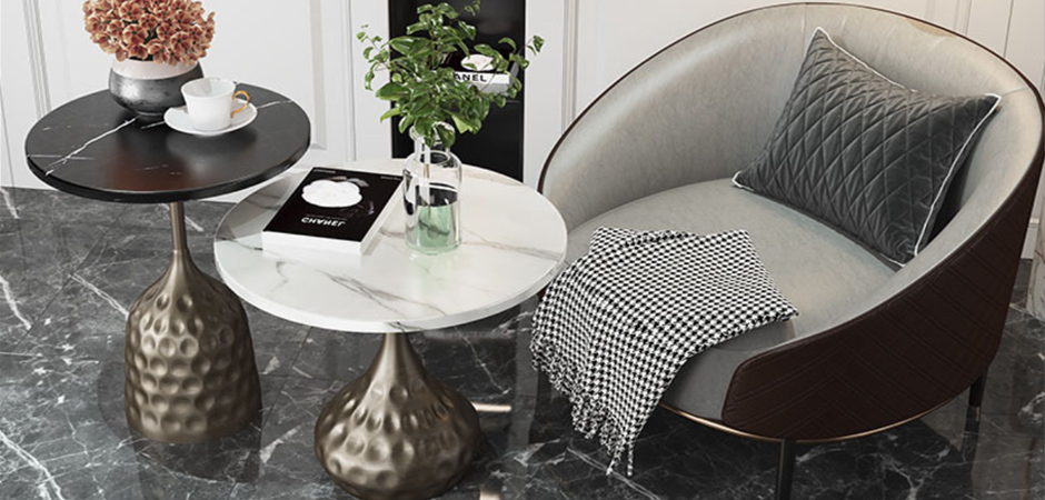 Приставной стол Cluster Surface Bronze White Stone Side Table Приставной стол Cluster Surface Bronze White Stone Side Table - Loft-Concept в Челябинске