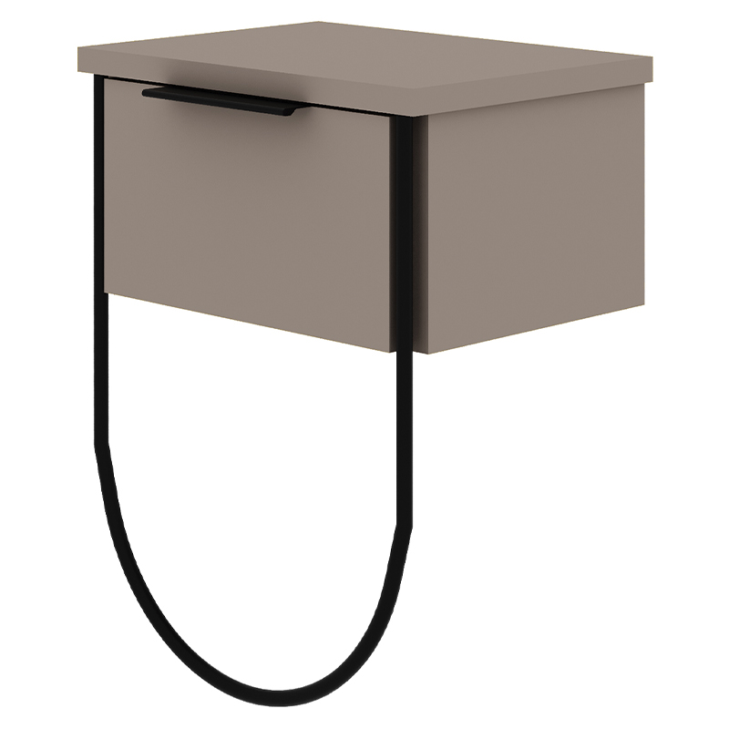 Прикроватная тумба бежево-серого цвета с откидной дверцей NORFOLK NIGHTSTAND LIGHT MOCHA Бежево-серый Черный в Челябинске | Loft Concept 