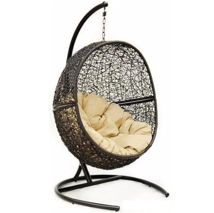 Подвесное уличное кресло Egg Cage Коричневый Кремовый в Челябинске | Loft Concept 