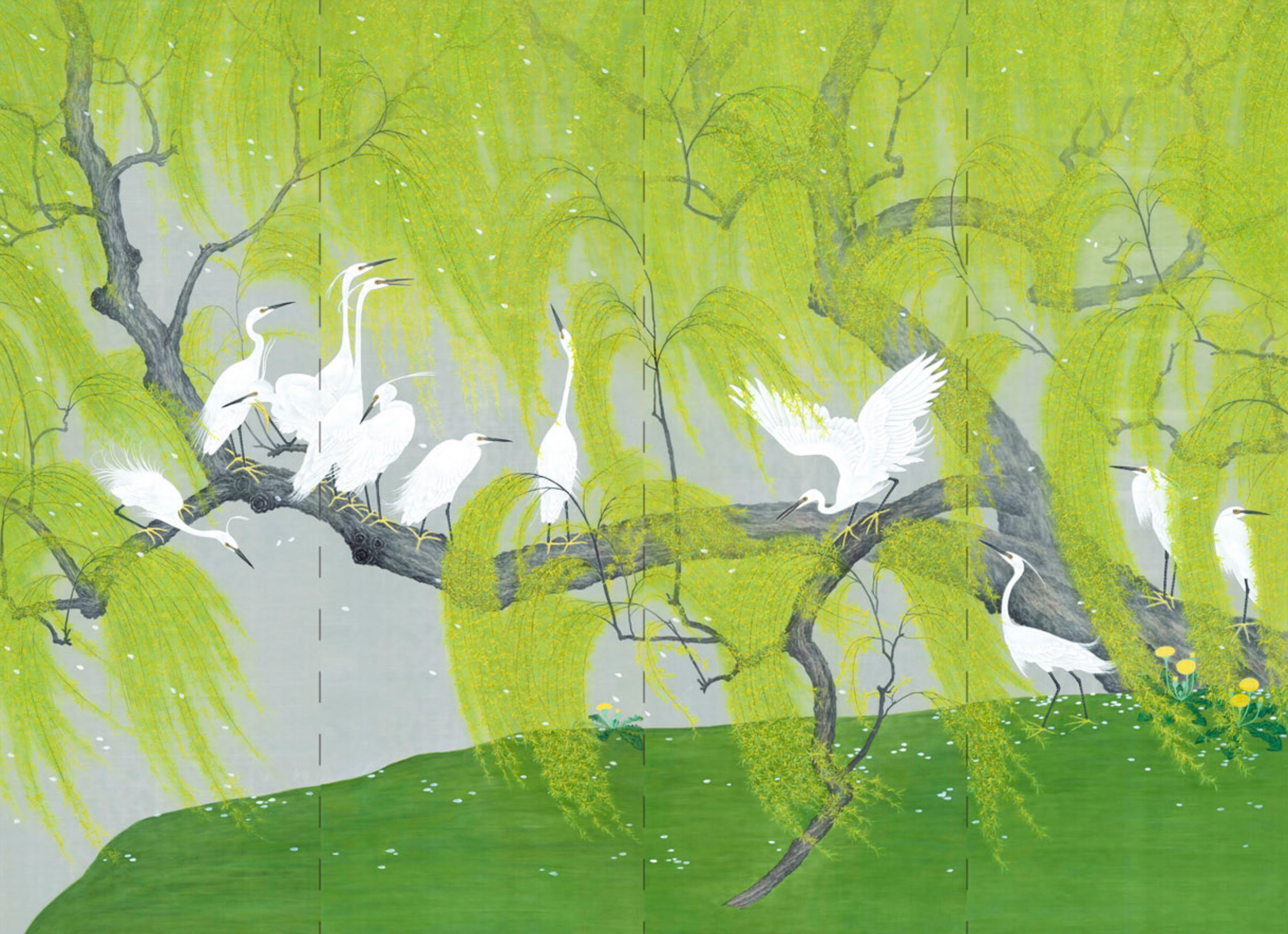 Обои ручная роспись Herons & Willows Spring Обои ручная роспись Herons & Willows Spring - постер Loft-Concept в Челябинске
