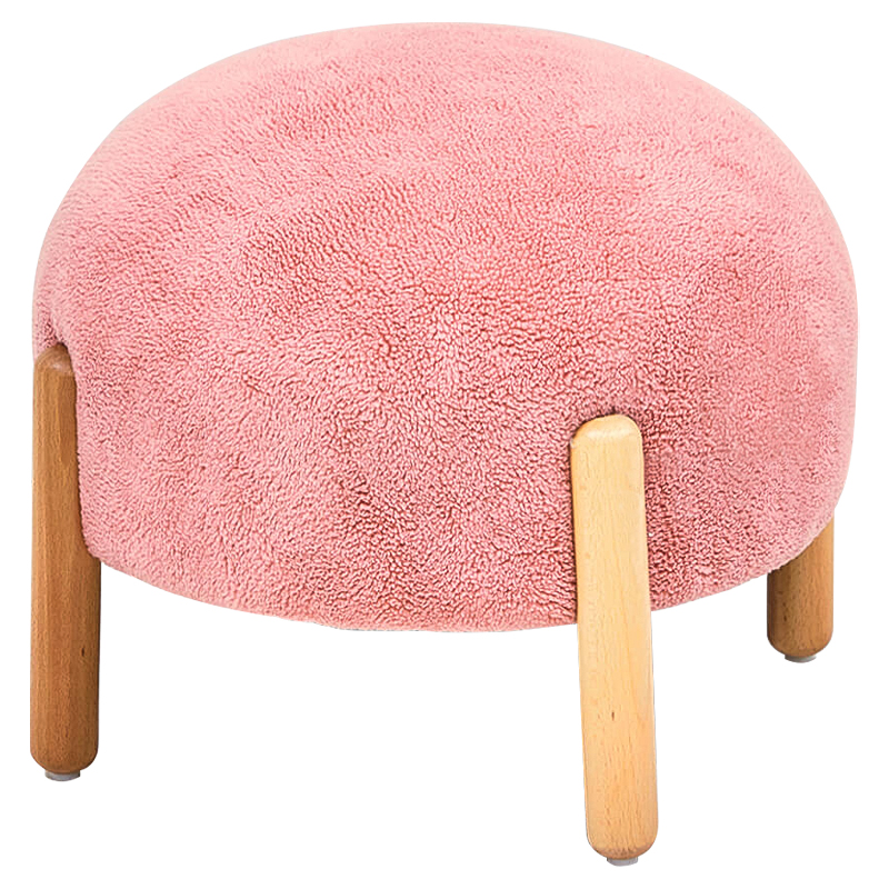Пуф круглый на деревянных ножках Ralfie Pouf Pink Розовый Древесина Пуф круглый на деревянных ножках Ralfie Pouf Pink Розовый Древесина в Челябинске | Loft Concept