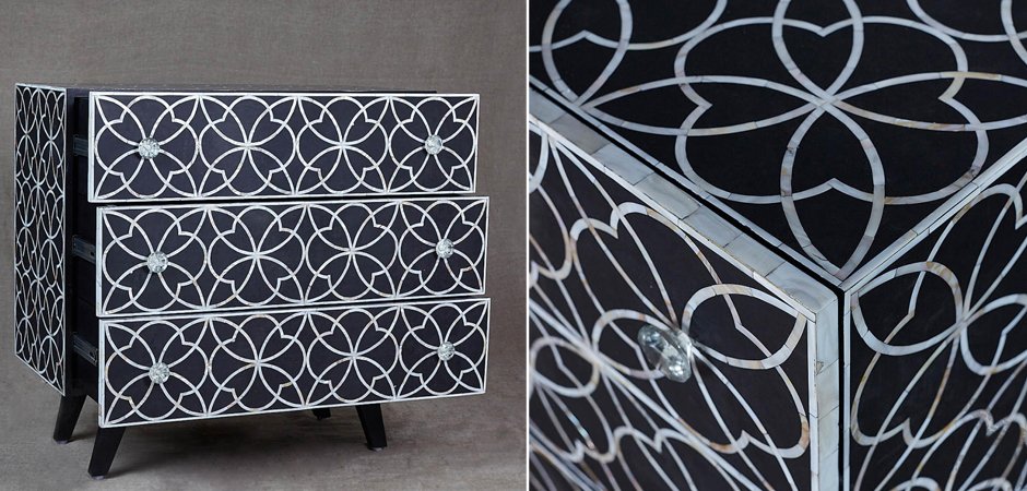 Комод с инкрустацией костью Inlaid Bone Flower Geometry Комод с инкрустацией костью Inlaid Bone Flower Geometry - Loft-Concept в Челябинске