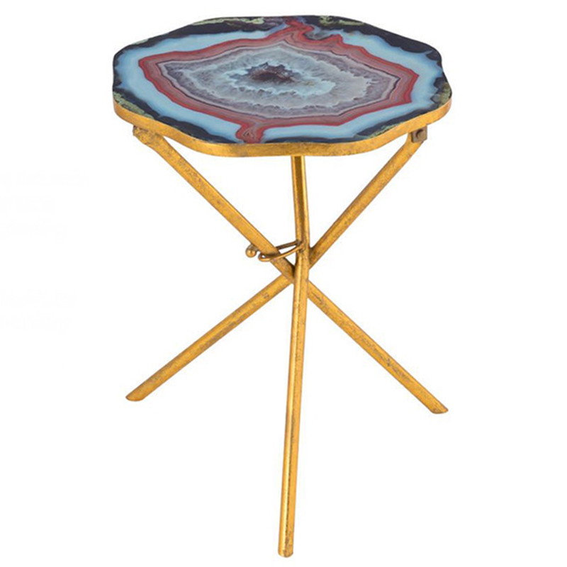 Приставной стол Agate Design Red Gold Side Table Золотой Мульти Приставной стол Agate Design Red Gold Side Table Золотой Мульти в Челябинске | Loft Concept